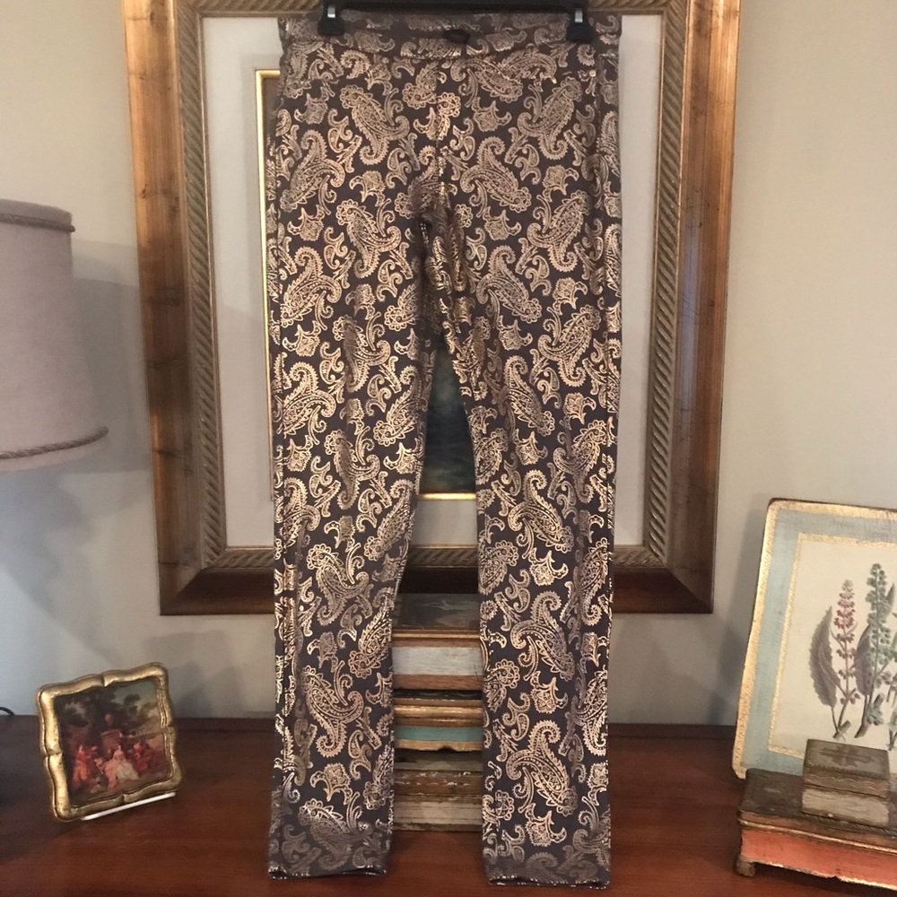 Hue Gray/Rise Gold Pasley Leggins, Med.